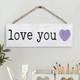 thumbnail image 2 of Love You Purple Heart 10 x 3.4 Pine Wood Valentine's Decorative String Sign, 2 of 5