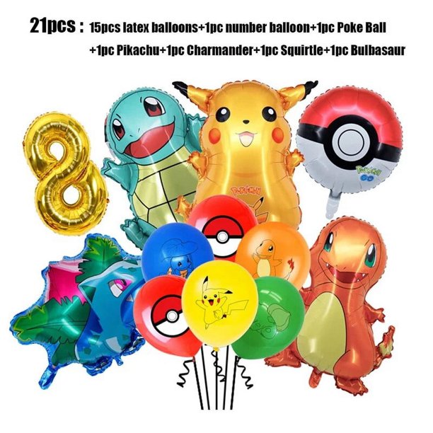 Suministros de decoración para fiesta de cumpleaños de Pokemon, decoración de globos de Pikachu, vajilla desechable de feliz cumpleaños, fiesta de papel para niños