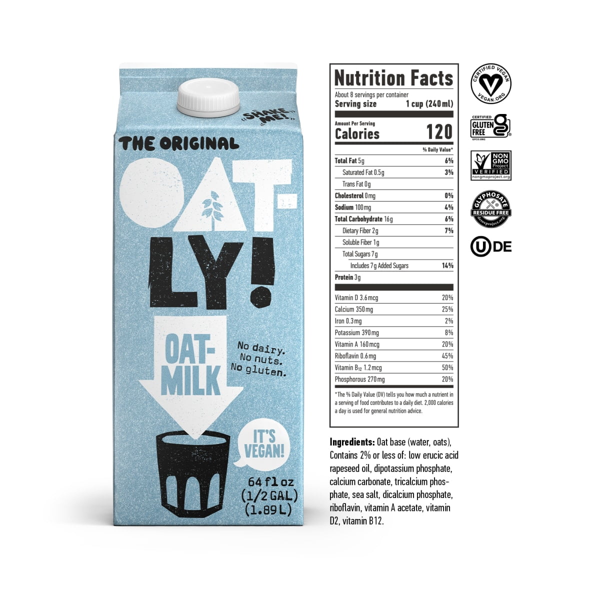 Oatly Original Oatmilk, Dairy-Free Milk, 64 fl oz Refrigerated Carton