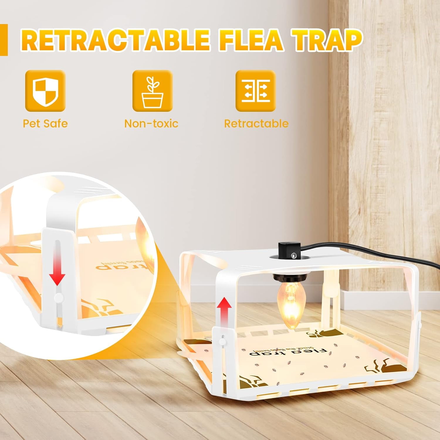 Flea Traps for Inside Your Home 2 Packs, Flea Trap Indoor Pest Control Trapper Insect Killer with Light, Sticky Bed Bug Natural