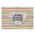 thumbnail image 1 of Best Friend Cutting Board, Illustration of Typography in a Heart on a Colorful Striped Backdrop, Decorative Tempered Glass Cutting and Serving Board, in 3 Sizes, by Ambesonne, 1 of 2
