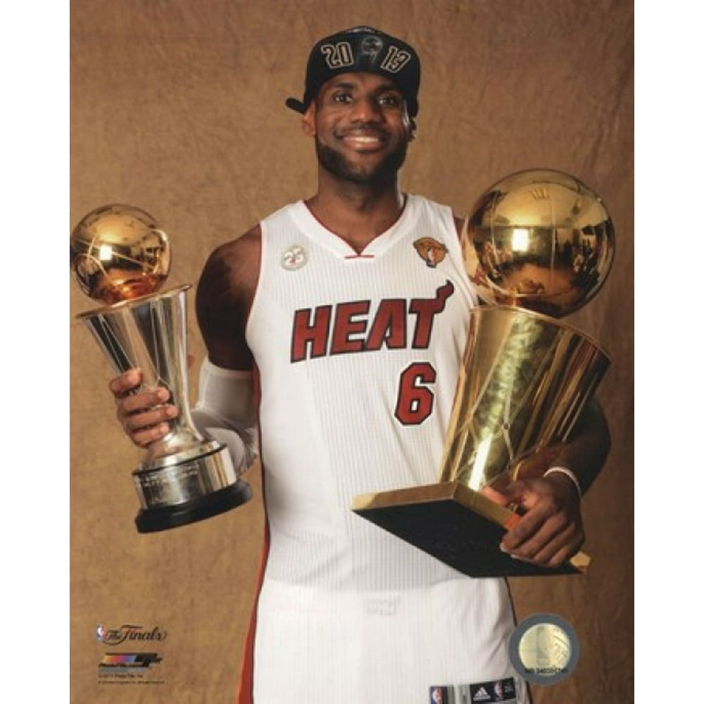 LeBron James with the NBA Championship & MVP Trophies Game 7 of the