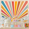 thumbnail image 3 of Boho Burning Sun Tapestry Wall Hanging, Retro 70s Abstract Vintage Geometric Rainbow Sunrise Tapestries for Bedroom Living Room Backdrop 60×80 inch, 3 of 7