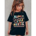 thumbnail image 1 of Girls "Mama'S Dramatic Little Bestie Letter" Print Double-Side Print 100% cotton Short Sleeve T-shirt, Comfy Casual Tees For Girls Summer, 1 of 6