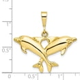 thumbnail image 4 of Diamond2Deal 10k Yellow Gold Solid Polished Twin Dolphins Charm Pendant for Women (L- 1.19 inch, W-1.23 inch), 4 of 5