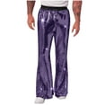 thumbnail image 2 of Men Solid Casual Slack And Tight Waist Stage Performance Sequined Pants Nightclub Style Flared Pants, 2 of 9