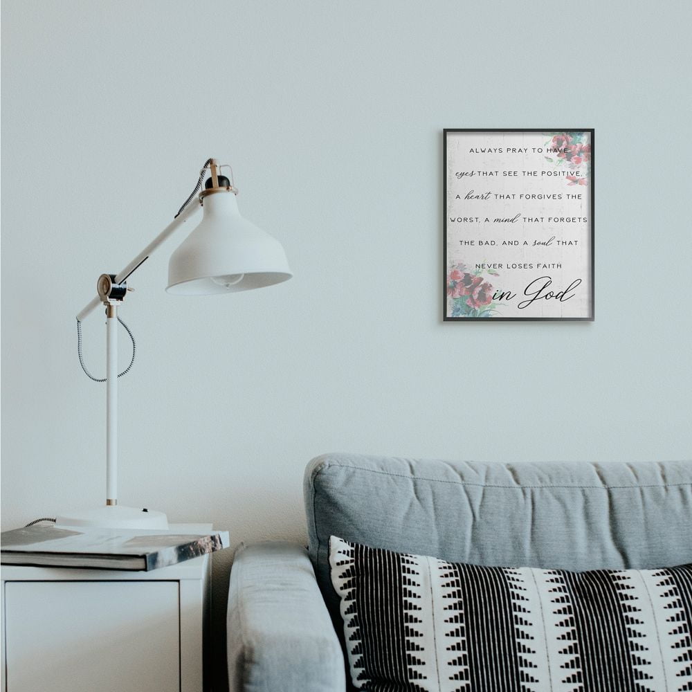 Stupell Industries Heart Mind and Soul for God Phrase Faith Based Quote Framed Wall Art Design by Daphne Polselli, 11" x 14", Black Framed