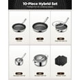 thumbnail image 2 of Pots and Pans Set Hybrid Stainless Steel, 10PC Nonstick Tri-Ply Cookware Set w/Frying pan, Dishwasher & Oven Safe,  Metal Utensil Safe, Suitable for All Cooktops, 2 of 7