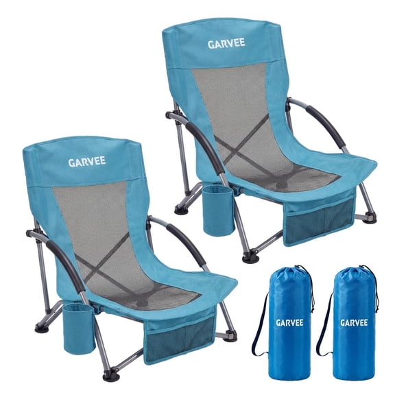 2PCS Lightweight Foldable Low Portable Adult Beach Chairs