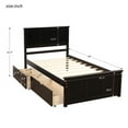 thumbnail image 3 of Twin Size Platform Storage Bed, Wood Platform Bed with 2 drawers,Wheels Wood slats support and Headboard,No Box Spring Needed, 3 of 7