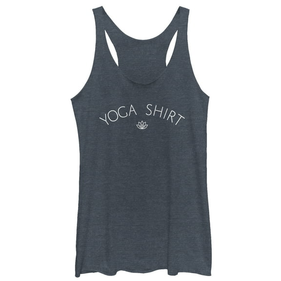 Women's CHIN UP Yoga Shirt Lotus Racerback Tank Top Navy Blue Heather Large