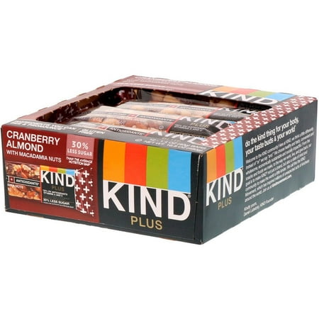 KIND Bars Kind Plus Cranberry Almond Antioxidants with Macadamia Nuts 12 Bars 1.4 oz Pack of 2