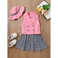 thumbnail image 2 of Wassery Toddler Girls Summer Outfit Sets Sleeveless Geometric Pattern Print Dress + Hat 2-8T for Little Girls Fashion Streetwear Set, 2 of 9