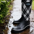 thumbnail image 2 of SMILIN Rain Boots for Women, Anti-slip Mid Calf Women Mud Boots, Plaid, Size 10, 2 of 10
