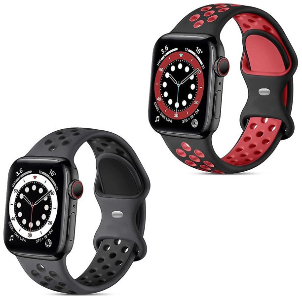 Paquete de 2 correas deportivas compatibles con Apple Watch de 42 mm, 44 mm y 45 mm, correa de repuesto transpirable de silicona suave para hombre y mujer compatible con Iwatch S