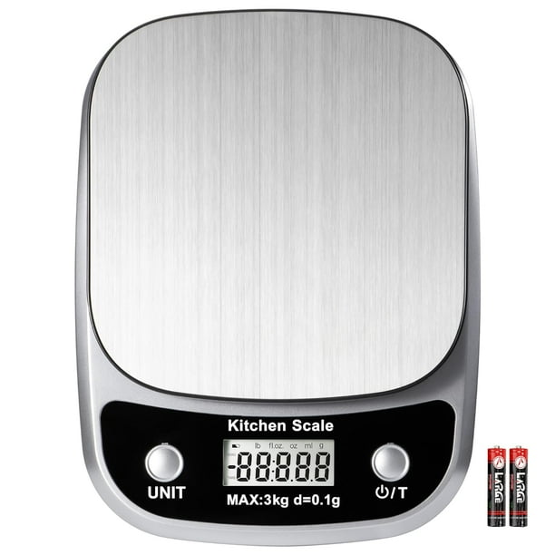 Báscula digital de cocina para alimentos (gramos y onzas), báscula digital profesional pequeña de 3 kg/0,1 g para bajar de peso.