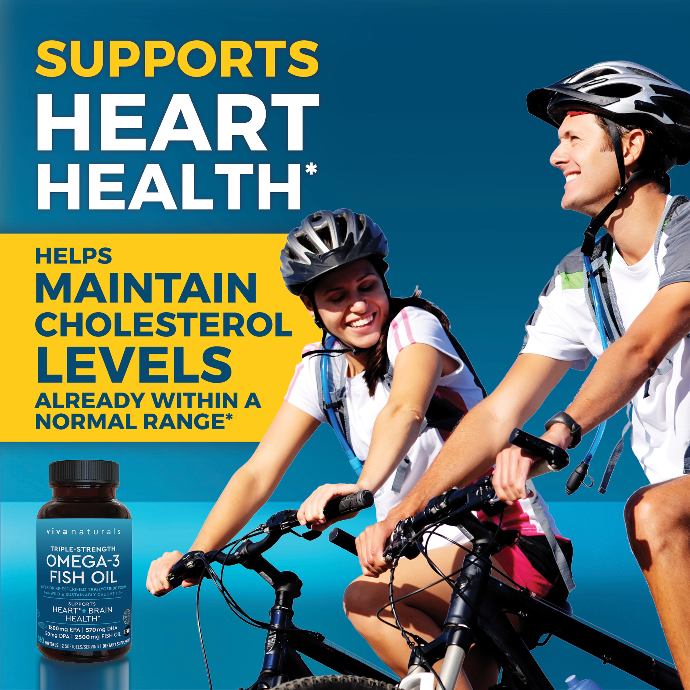 Viva Naturals Triple-Strength Omega-3 Fish Oil Supplement, 2500 mg, 180 Pescatarian-Friendly Softgels- Provides EPA & DHA, Supports Heart and Brain Health *