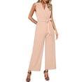 thumbnail image 2 of IUYRTFE Women's Sleeveless V-Neck Tie Waist Wide Leg Jumpsuit One Piece Romper for Summer Parties and Office Wear, 2 of 6