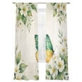 thumbnail image 7 of Spring Floral Sheer Curtains 108 Inch Length 2 Panels Set, Watercolor Botanical Flowers Butterfly Beige Voile Window Treatment Semi Sheer Long Curtains for Bedroom/Living Room/Kitchen 52"x108"x2, 7 of 7