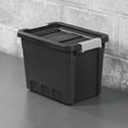 thumbnail image 3 of Sterilite Small Stackable Storage Bin, 7.5 Gallon Durable Plastic Storage Tote with Latch Lid, Black, 6 Pack, 3 of 12