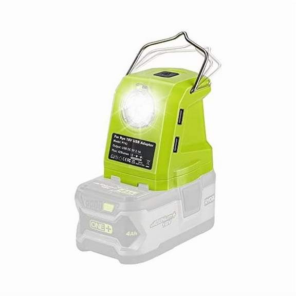 ZCPortable Flashlight for Ryobi 18v Battery, 420lm LED Work Light with 2 USB Ports, 3 Light Modes and Foldable Hang Hook, Worklight Outdoor Camping Lantern for Emergency