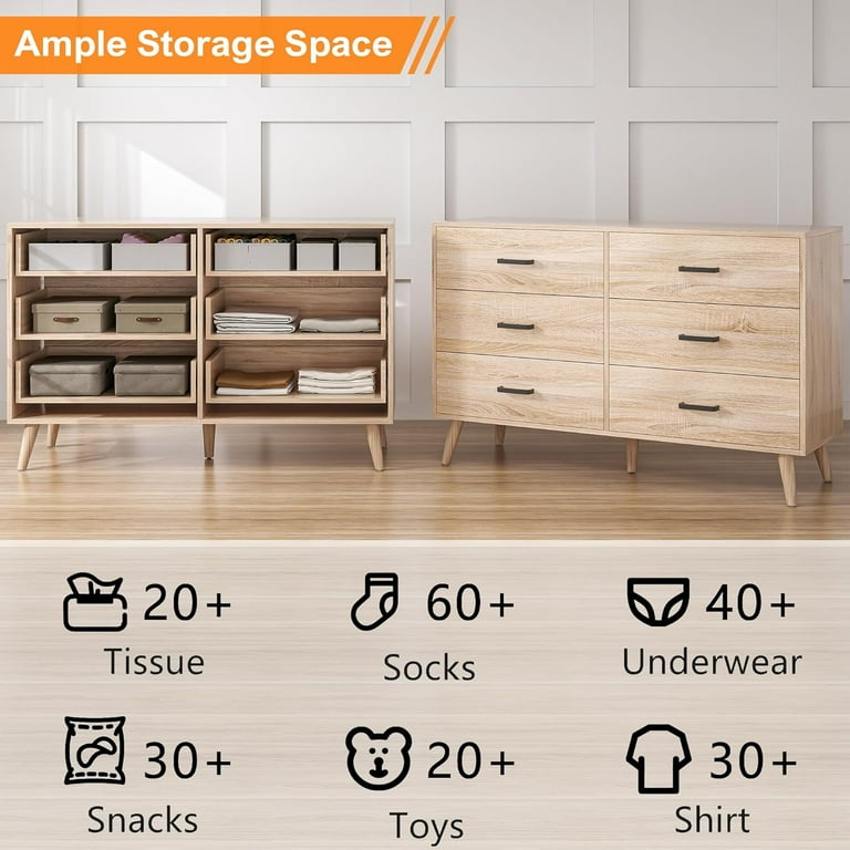 danae modern wood and metal l-leg dresser reviews Walker Edison Walnut Pine 6 -Drawer 57.0-in W Standard dresser in the  Dressers department at Lowes.com