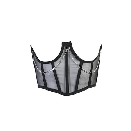 Women s Waist Corset  Sexy Chain Perspective Mesh Shapewear Girdle