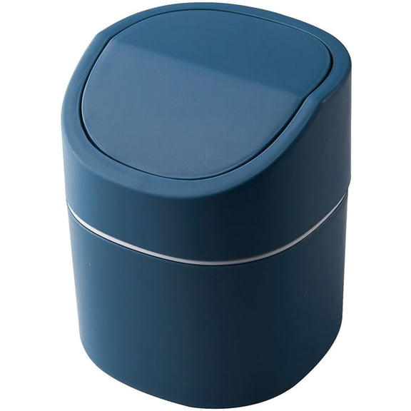 Niceauty Compact Dark Blue Desk Wastebasket, Odor-Reducing Lid, Ideal for Home