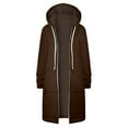 thumbnail image 7 of BUWTTED Womens Hoodies 2025 Zip Up Sweatshirts Oversized Fashion Long Hooded Fall Winter Fleece Jackets with Pockets Coffee L, 7 of 7