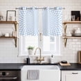 thumbnail image 2 of 2 Panels Kitchen Tier Curtains 39 Inch Length, Blue White Plaid Grommets Window Treatment Curtain, Modern Minimalist Geometric Checked Thermal Curtains Drapes for Living Room/Bathroom, 2 of 9