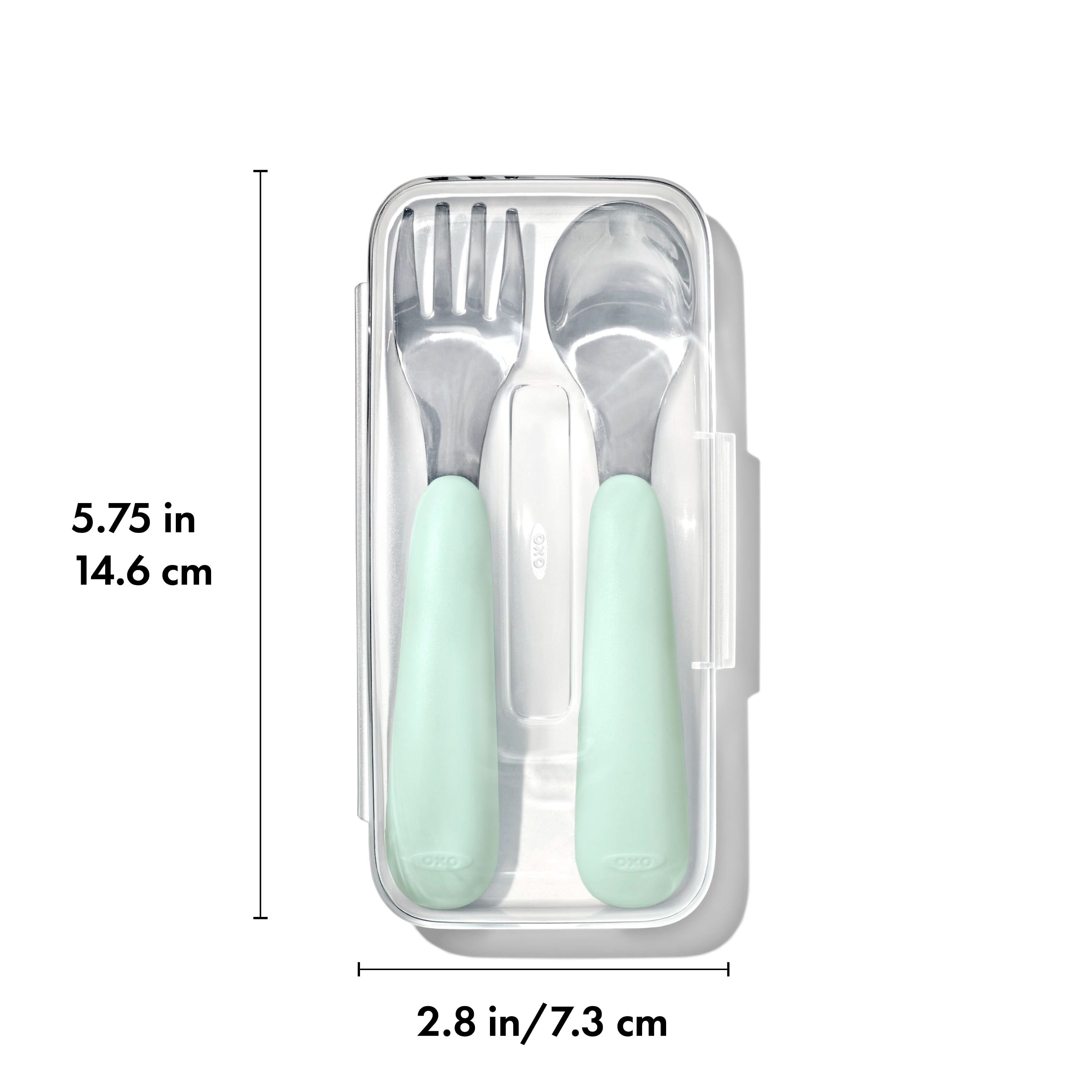 OXO Tot Toddler Stainless Steel Fork and Spoon 2-Piece Set, for 12+ Months, Opal