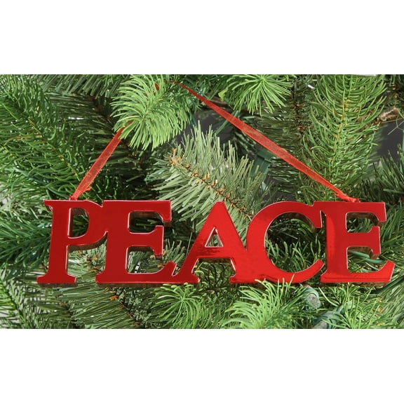 Icy Craft Metallic "Peace" & " Joy" Orn. Title: Red Metallic "Peace" Orn.
