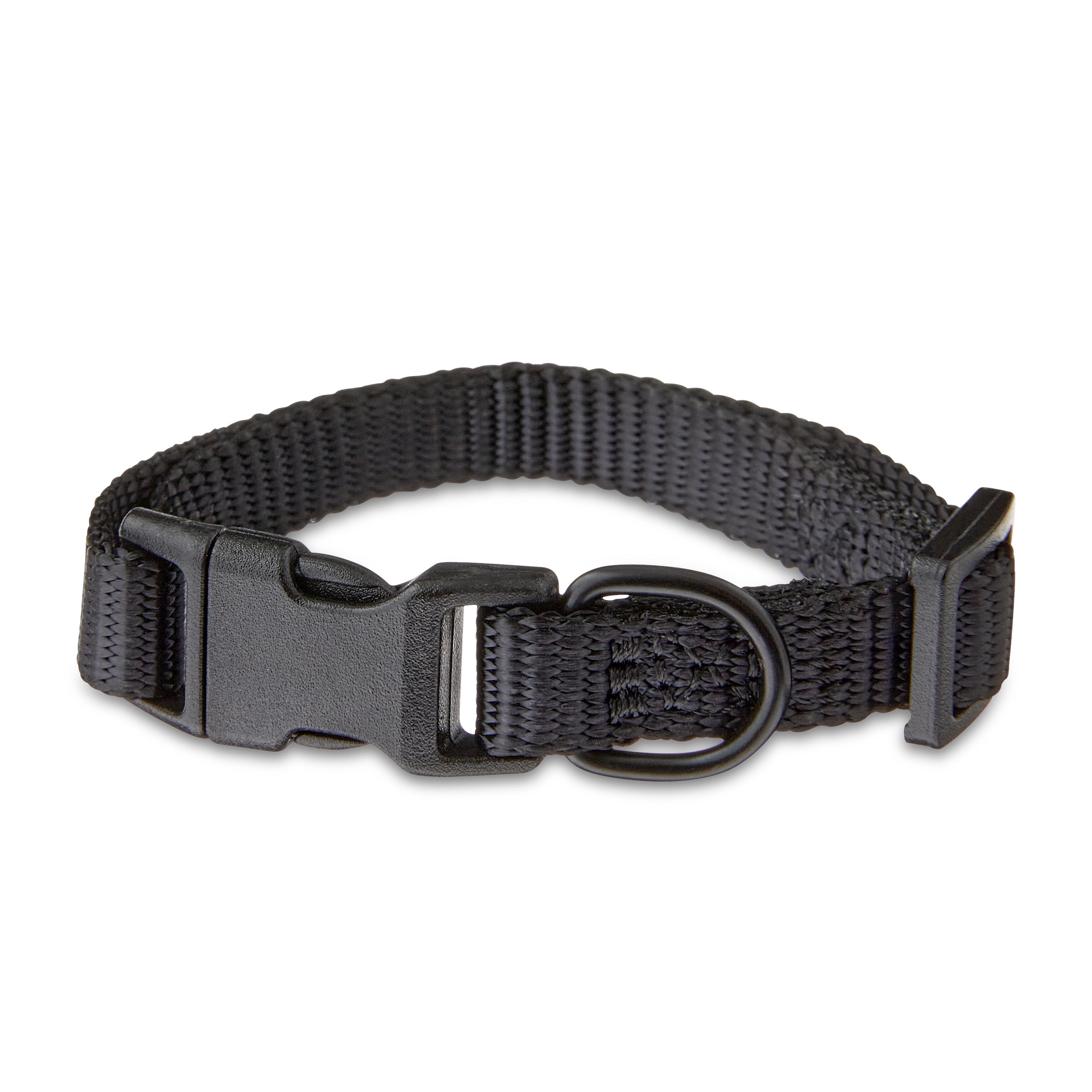 Vibrant Life Solid Polyester Adjustable Dog Collar, with 4ft Dog Leash, Black, Extra Small