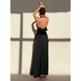 thumbnail image 2 of Black Satin Backless Halter Maxi Dress With Bow Detail, 2 of 6