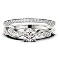 thumbnail image 1 of Dazzling Boho & hippie 1.75 Carat Round Cut Diamond Moissanite Classic Inspired Engagement Ring, Unique Twist Band Wedding Ring in 10k Solid White Gold, Promise Ring, One Matching Band, 1 of 4