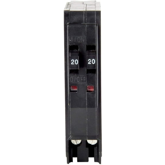 Schneider Electric Tandem Circuit Breaker QO - 20/20 Amp, Standard, 240 V, Black — Indoor & Outdoor Use, NEC-Compliant