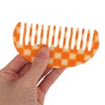 thumbnail image 3 of Unique Bargains 1 Pc Semicircle Retro Checkerboard Hair Comb Orange White Acetate Sheet, 3 of 5