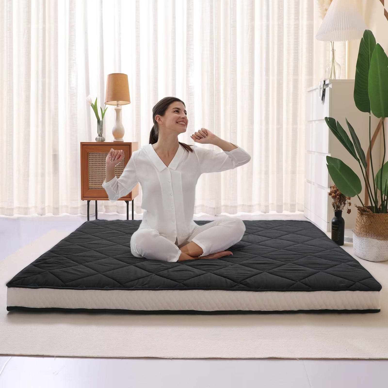MOPHOTO Floor Mattress Futon Mattress Extra Thick Folding Sleeping Pad Camping Mattress Twin Size (80*39*4in)