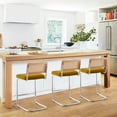 thumbnail image 3 of 26" Rattan Bar Stools, Set of 2, Rattan Counter Height Velvet Armless Bar Stools with Cane Back for Home Office Kitchen Island, 3 of 7
