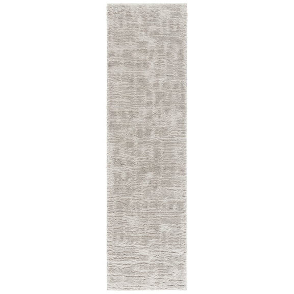 SAFAVIEH Seattle Kelvin Abstract Shag Runner Rug, Light Grey/Grey, 2'3" x 8'