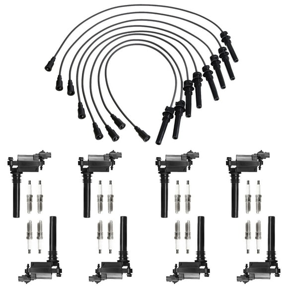 Set of 8 ISA Ignition Coils, 16 Spark Plugs and Wiresets Compatible with 2003-2005 Dodge Ram 1500 2500 3500 5.7L V8 Replacement for UF378