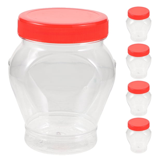 Frasco de plástico transparente con tapa, frascos de plástico Mason, recipientes redondos vacíos para dulces, galletas, alimentos, cacahuetes, especias, galletas, dulces, 350 ml