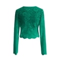 thumbnail image 6 of Womens Tshirts Lace Trim Long Sleeve Crop Top Slim Fit Crewneck Tops for Women Trendy Green L, 6 of 7