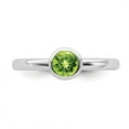 thumbnail image 4 of 925 Sterling Silver Stackable Expressions Low 5mm Round Peridot Ring Size: 7; for Adults and Teens; for Women and Men, 4 of 5
