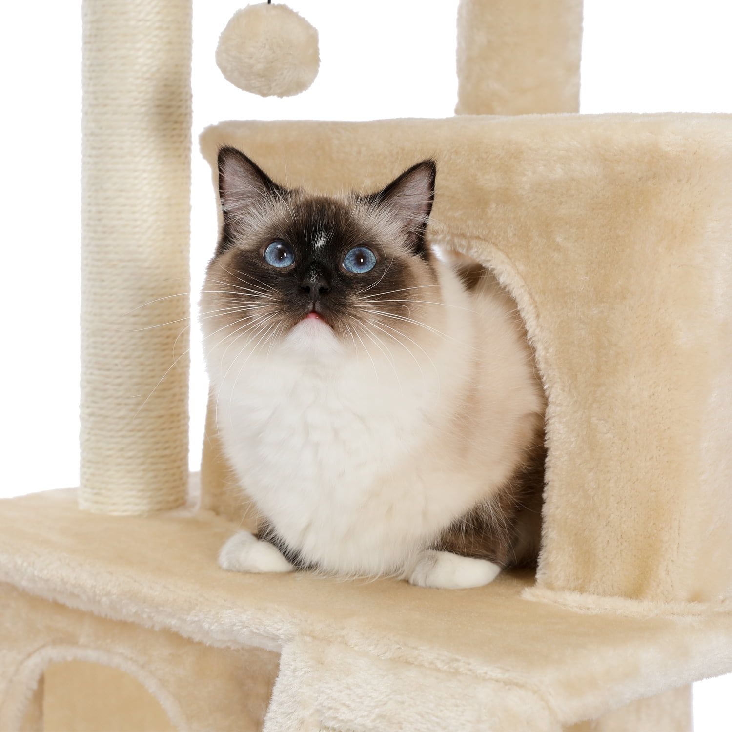 Kadyn Cat Tree Luxury 34 Inches Cat Tower with Sisal Scratching Posts, Scratching Board, Plush Perch, Kitty Kitten Play House, Beige Kadyn Cat Tree Luxury 34 Inches Cat Tower with Sisal Scratching Posts, Scratching Board, Plush Perch, Kitty Kitten Play House, Beige