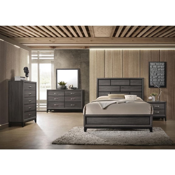 ACME Valdemar Eastern King Bed in Weathered Gray