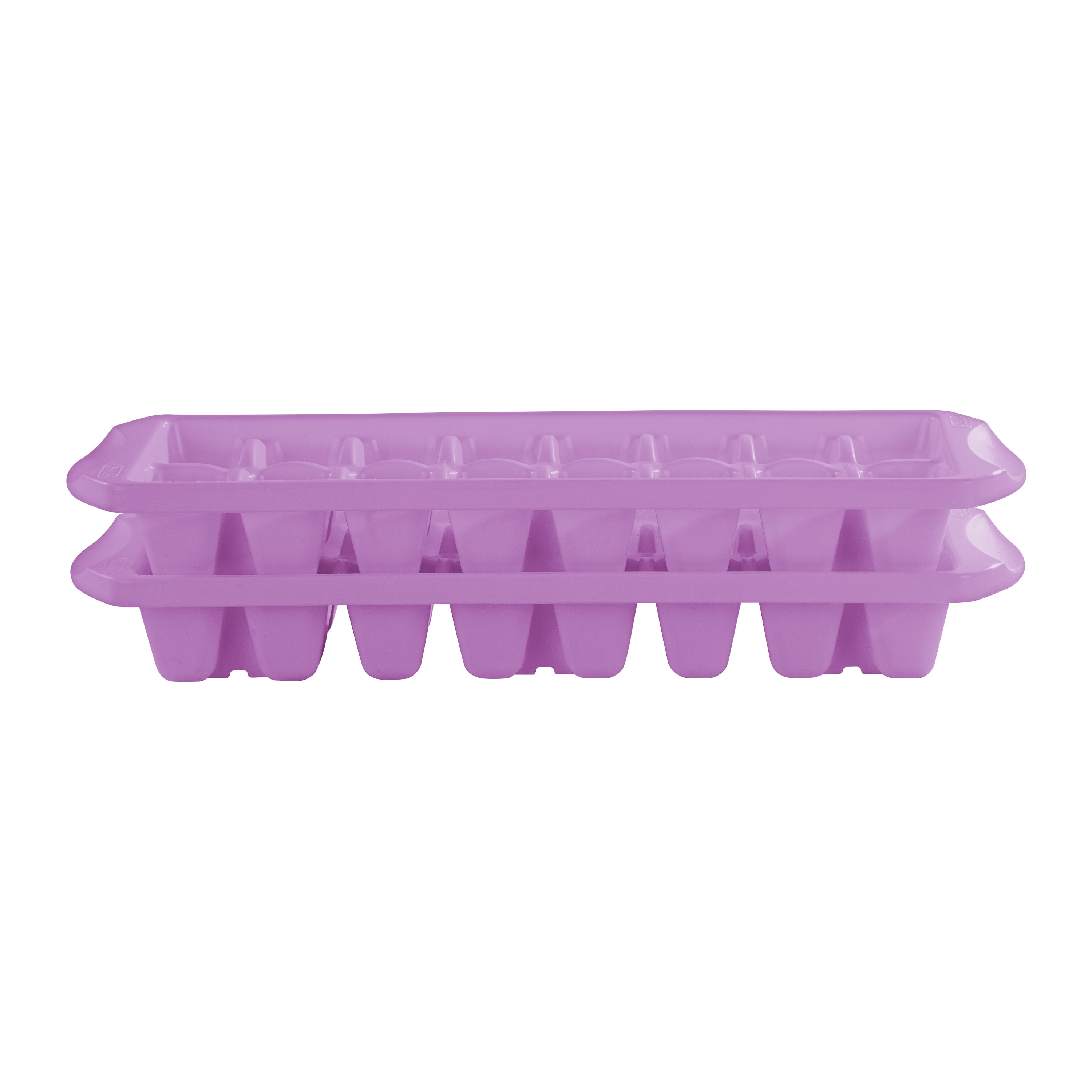 Sterilite, Ice Cube Tray, Set of Two Stacking Ice Cube Trays Plastic, Violet Bloom, plastic, designed for ice making.