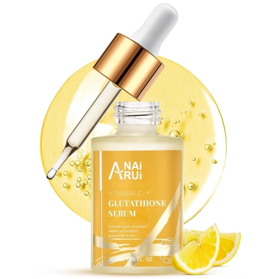 ANAiRUi Vitamin C Glutathione Serum with Hyaluronic Acid & Niacinamide, Hydrating & Glowing Serum for Dark Spots & Wrinkles, 1.05 fl oz