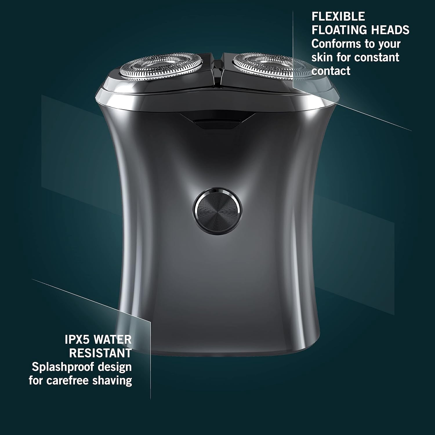 PERRY ELLIS Cordless Dual Rotary Electric Shaver, Rechargeable Shaver for Men w/ Protective Cap, Silver