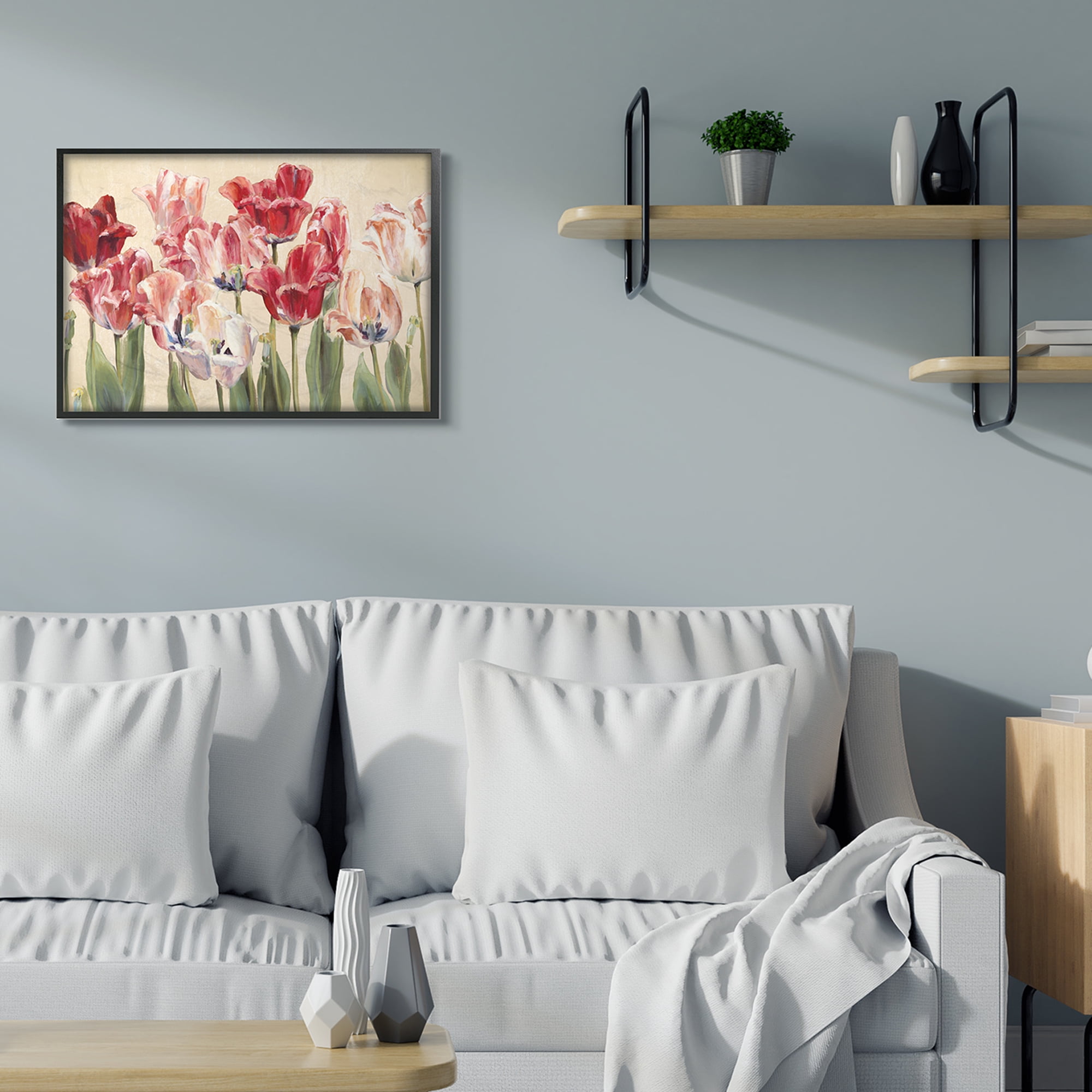 Stupell Industries Red and White Blooming Florals Charming Tulips Black Framed, 24 x 30, Design by Marilyn Hageman